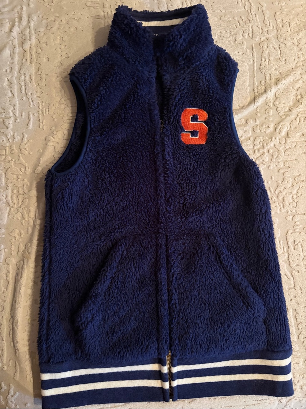 Syracuse Zoom Navy Sherpa Jacket with White Striped Collar